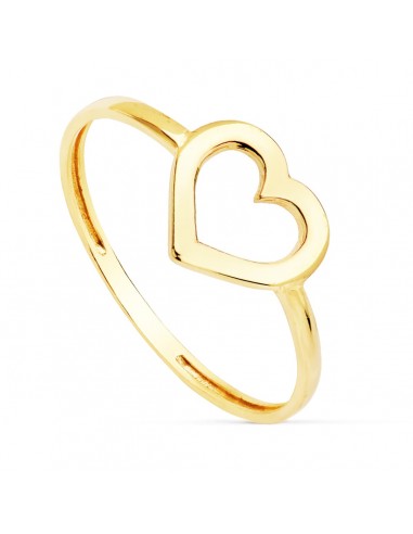 18K SORTIJA ORO AMARILLO CORAZON CALADO BRILLO 9 MM C. AMOR