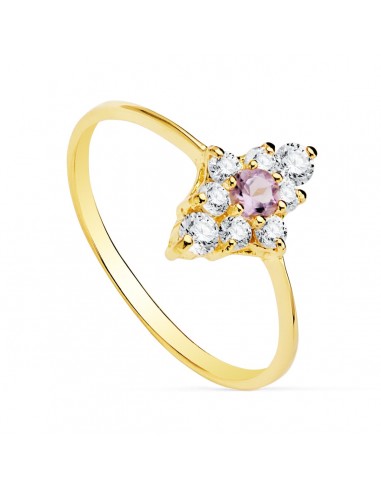 18K SORTIJA ORO AMARILLO AMATISTA CUAJO 10X7 MM
