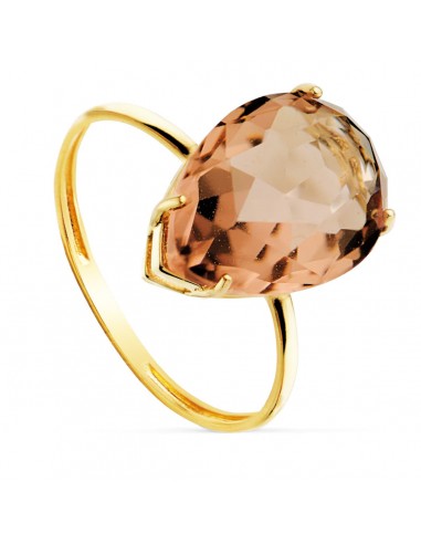 18K SORTIJA ORO AMARILLO PIEDRA TALLA PERA COLOR ALEJANDRITA 14X10 MM
