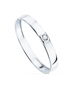 18K SORTIJA ORO BLANCO BRILLO 1 CIRCONITA ANCHO 2.2 MM