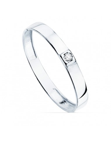 18K SORTIJA ORO BLANCO BRILLO 1 CIRCONITA ANCHO 2.2 MM