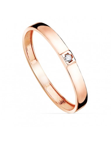 18K SORTIJA ORO ROSA BRILLO 1 CIRCONITA ANCHO 2.2 MM