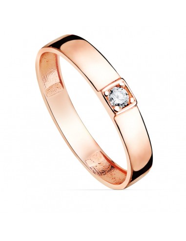 18K SORTIJA ORO ROSA BRILLO 1 CIRCONITA ANCHO 3.5 MM