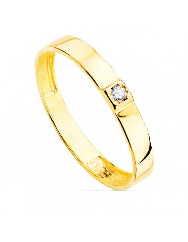 18K SORTIJA ORO AMARILLO BRILLO 1 CIRCONITA ANCHO 3 MM