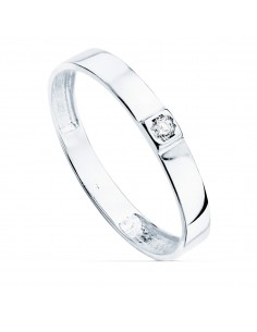18K SORTIJA ORO BLANCO BRILLO 1 CIRCONITA ANCHO 3 MM
