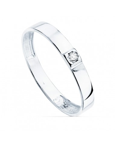 18K SORTIJA ORO BLANCO BRILLO 1 CIRCONITA ANCHO 3 MM