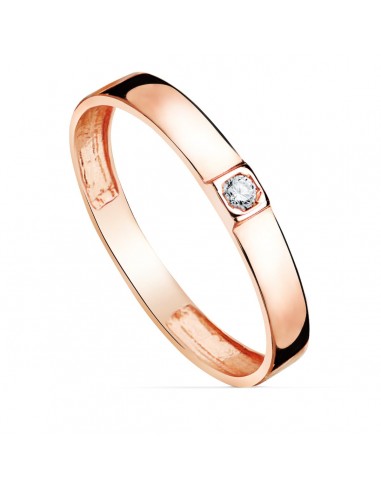 18K SORTIJA ORO ROSA BRILLO 1 CIRCONITA ANCHO 3 MM