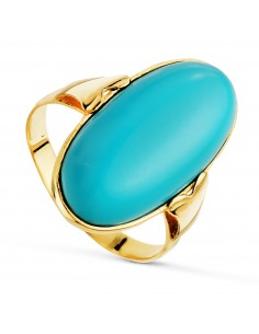 18K SORTIJA ORO AMARILLO LANZADERA TURQUESA SINTETICA. MEDIDA: 22 X 11 MM