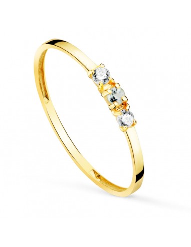 18K SORTIJA ORO AMARILLO AGUAMARINA Y CIRCONITA ANCHO CUERPO 1.2 MM