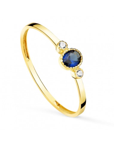 18K SORTIJA ORO AMARILLO PIEDRA AZUL Y CIRCONITA 4X3 MM ANCHO CUERPO 1.2 MM