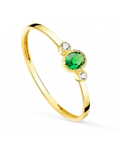 18K SORTIJA ORO AMARILLO PIEDRA VERDE Y CIRCONITA 4X3 MM ANCHO CUERPO 1.2 MM