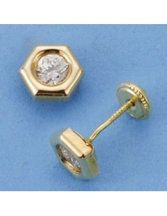 18K PENDIENTES ORO AMARILLO HEXÁGONO. 7 X 6 MM.
