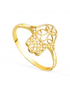 18K SORTIJA ORO AMARILLO MANO DE FATIMA CALADA. MEDIDA: 12X10 MM
