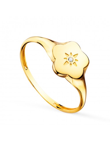 18K SELLO ORO AMARILLO MUJER CABEZA FLOR CON CIRCONITA 9X8 MM