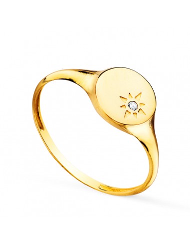 18K SELLO ORO AMARILLO MUJER CABEZA REDONDA CON CIRCONITA 8X8 MM