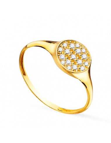 18K SELLO ORO AMARILLO MUJER CABEZA REDONDA CON CIRCONITA 8 X 8 MM