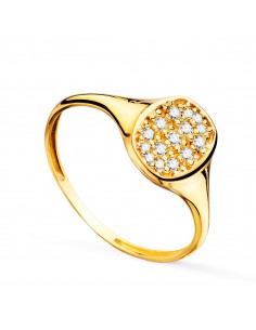 18K SELLO ORO AMARILLO MUJER CABEZA TONEL CON CIRCONITA 9X7 MM