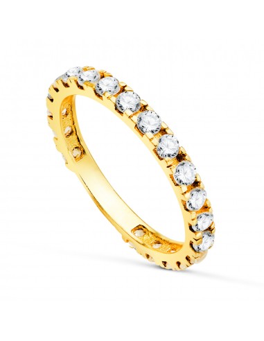 18K ALIANZA O ANILLO ORO AMARILLO CIRCONITAS BLANCAS GARRAS. ANCHO CUERPO: 2 5 MM