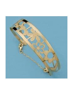 18K PULSERA RIGIDA FLORES LASER 12.25 GRS.