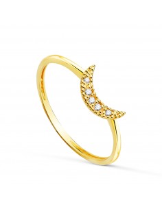 18K SORTIJA ORO AMARILLO MEDIA LUNA CON CIRCONITA 9X5 MM. ANCHO CUERPO: 1MM