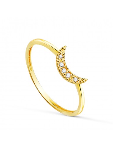 18K SORTIJA ORO AMARILLO MEDIA LUNA CON CIRCONITA 9X5 MM. ANCHO CUERPO: 1MM