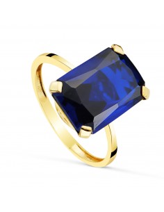 18K SORTIJA ORO AMARILLO PIEDRA ZAFIRO SPINEL 14 X 10 MM. ANCHO CUERPO: 2MM