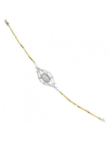 18k PULSERA ORO BICOLOR CON MOTIVO CENTRAL CIRCONITAS 19,5 CM. 18k PULSERA ORO BICOLOR CON MOTIVO CENTRAL CIRCONITAS 19,5 CM.