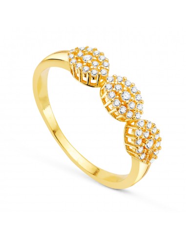 18K SORTIJA ORO AMARILLO 3 CUAJOS OVALES CIRCONITAS. ANCHO: 4MM