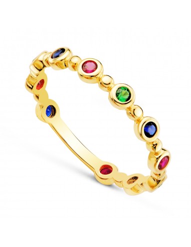18K SORTIJA ORO AMARILLO CIRCULOS CON CIRCONITA COLORES. ANCHO: 3MM