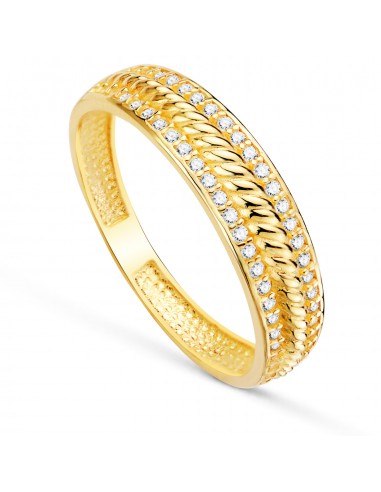 18K SORTIJA ORO AMARILLO BANDAS PAVE CON CIRCONITAS. ANCHO: 4 5MM