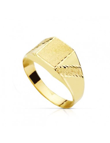 18K SELLO ORO AMARILLO HUECO RECTANGULO LATERAL TALLADO. ZONA GRABADO: 8.5 X 7.5 MM