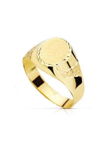 18K SELLO ORO AMARILLO HUECO CADETE TALLADO. ZONA GRABADO: 9X7 MM