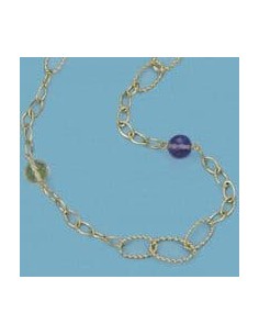 18K GARGANTILA COLLAR ESLABONES Y PIEDRAS 60CM. 12.55G