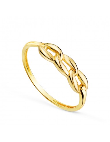 18K SORTIJA ORO AMARILLO CON TRES ESLABONES LISOS EN BRILLO. ANCHO: 4 MM