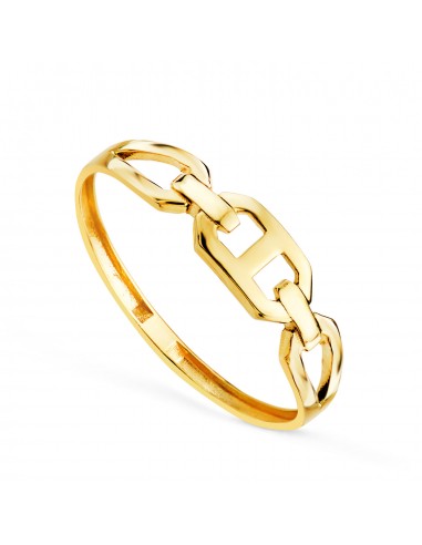 18K SORTIJA ORO AMARILLO CON ESLABON ANCLA CALADO EN BRILLO. ANCHO: 4MM
