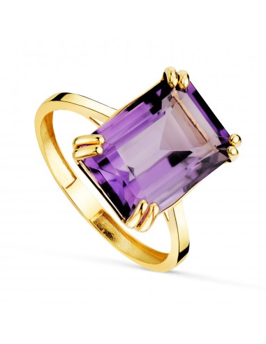 18K SORTIJA ORO AMARILLO PIEDRA AMATISTA 7 64 QTES. MEDIDA: 14X10MM
