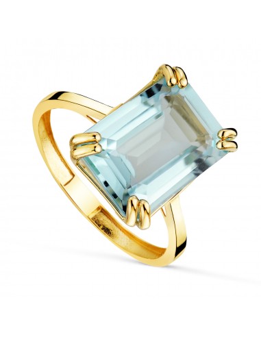18K SORTIJA ORO AMARILLO PIEDRA TOPACIO AZUL 4 33 QTES. MEDIDA: 14X10MM