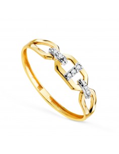 18K SORITJA ORO BICOLOR CON ESLABON ANCLA Y CIRCONITAS. ANCHO: 4MM