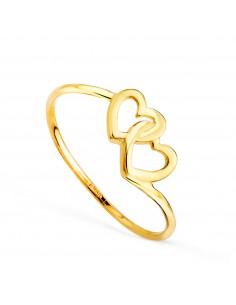 18K SORTIJA ORO AMARILLO CORAZONES ENTRELAZADOS. ANCHO: 7 MM C. AMOR
