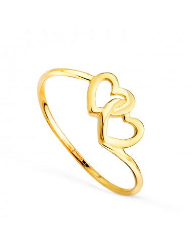 18K SORTIJA ORO AMARILLO CORAZONES ENTRELAZADOS. ANCHO: 7 MM C. AMOR