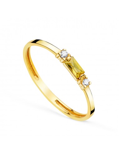 18K SORTIJA ORO AMARILLO CITRINO NATURAL 4X2 MM Y CIRCONITAS. ANCHO: 2MM