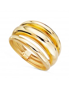 18K SORTIJA ORO AMARILLO TRES BANDAS EN BRILLO. ANCHO: 12 MM