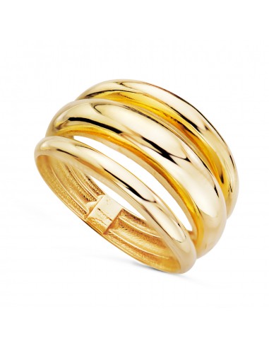 18K SORTIJA ORO AMARILLO TRES BANDAS EN BRILLO. ANCHO: 12 MM