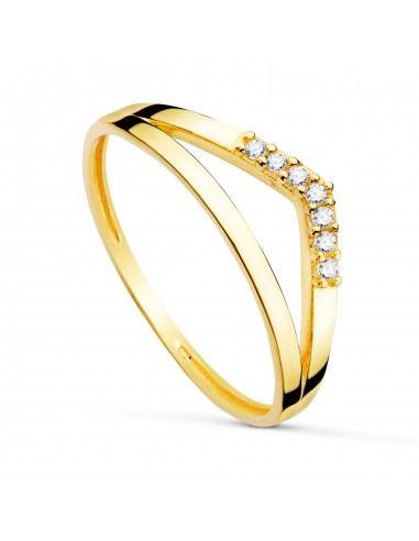 18K SORTIJA ORO AMARILLO PICO CON CIRCONITAS. ANCHO: 7 MM