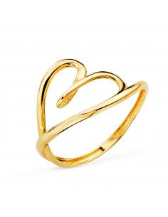 18K SORTIJA ORO AMARILLO CORAZON CRUZADO EN BRILLO. ANCHO: 12 MM C. AMOR