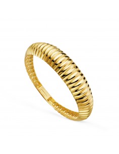 18K SORTIJA ORO AMARILLO LISA GALLONES EN DISMINUCION. ANCHO: 5 MM