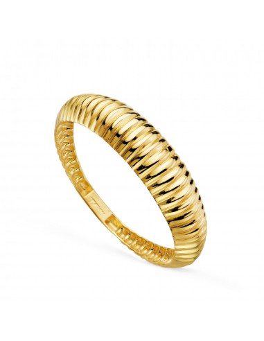 18K SORTIJA ORO AMARILLO LISA GALLONES EN DISMINUCION. ANCHO: 5 MM