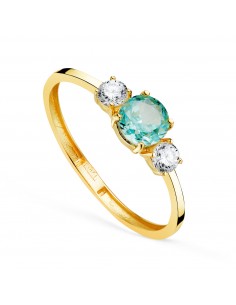 18K SORTIJA ORO AMARILLO AGUAMARINA ICE Y CIRCONITAS EN GARRAS. ANCHO: 5 MM