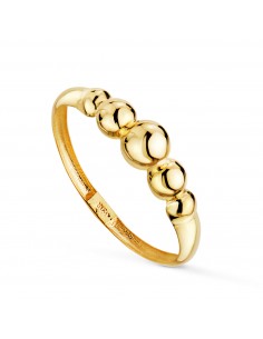 18K SORTIJA ORO AMARILLO CON CINCO BOLAS EN DISMINUCION. ANCHO: 4 MM
