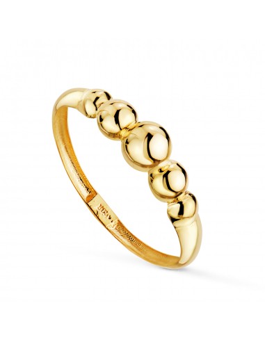 18K SORTIJA ORO AMARILLO CON CINCO BOLAS EN DISMINUCION. ANCHO: 4 MM